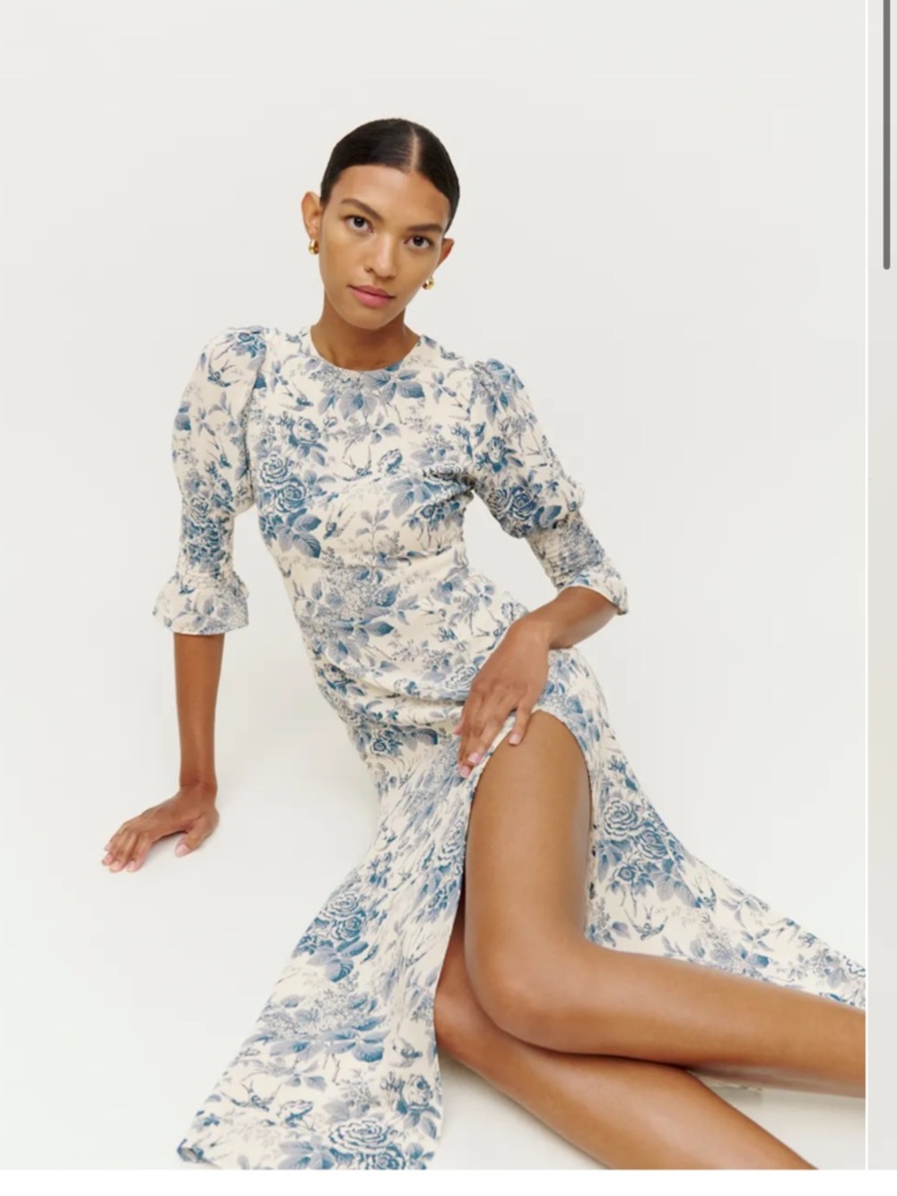 Reformation Petites Carolena Dress Pompadour - Size 4P NWT